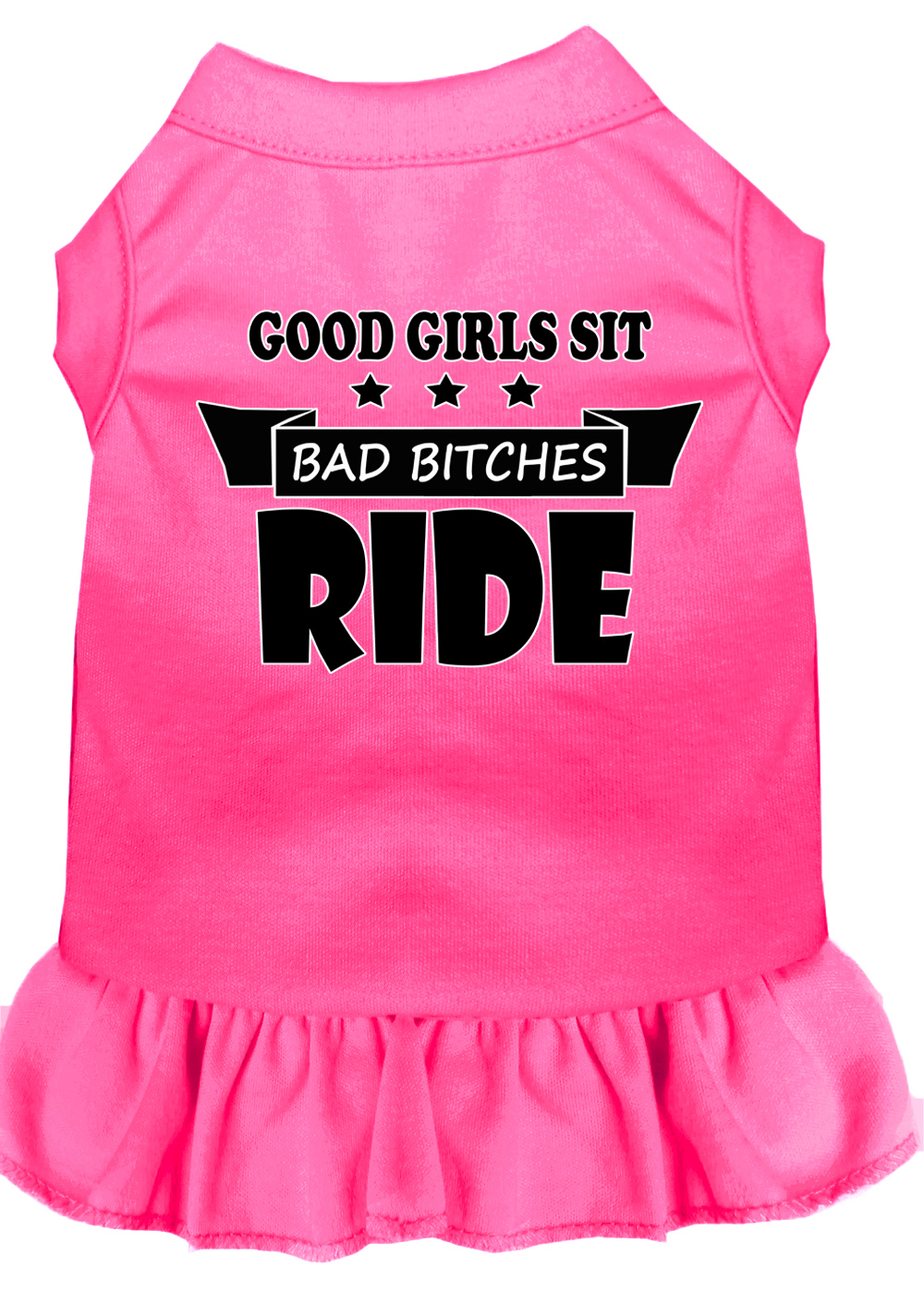 Bitches Ride Screen Print Dog Dress Bright Pink 4X (22)